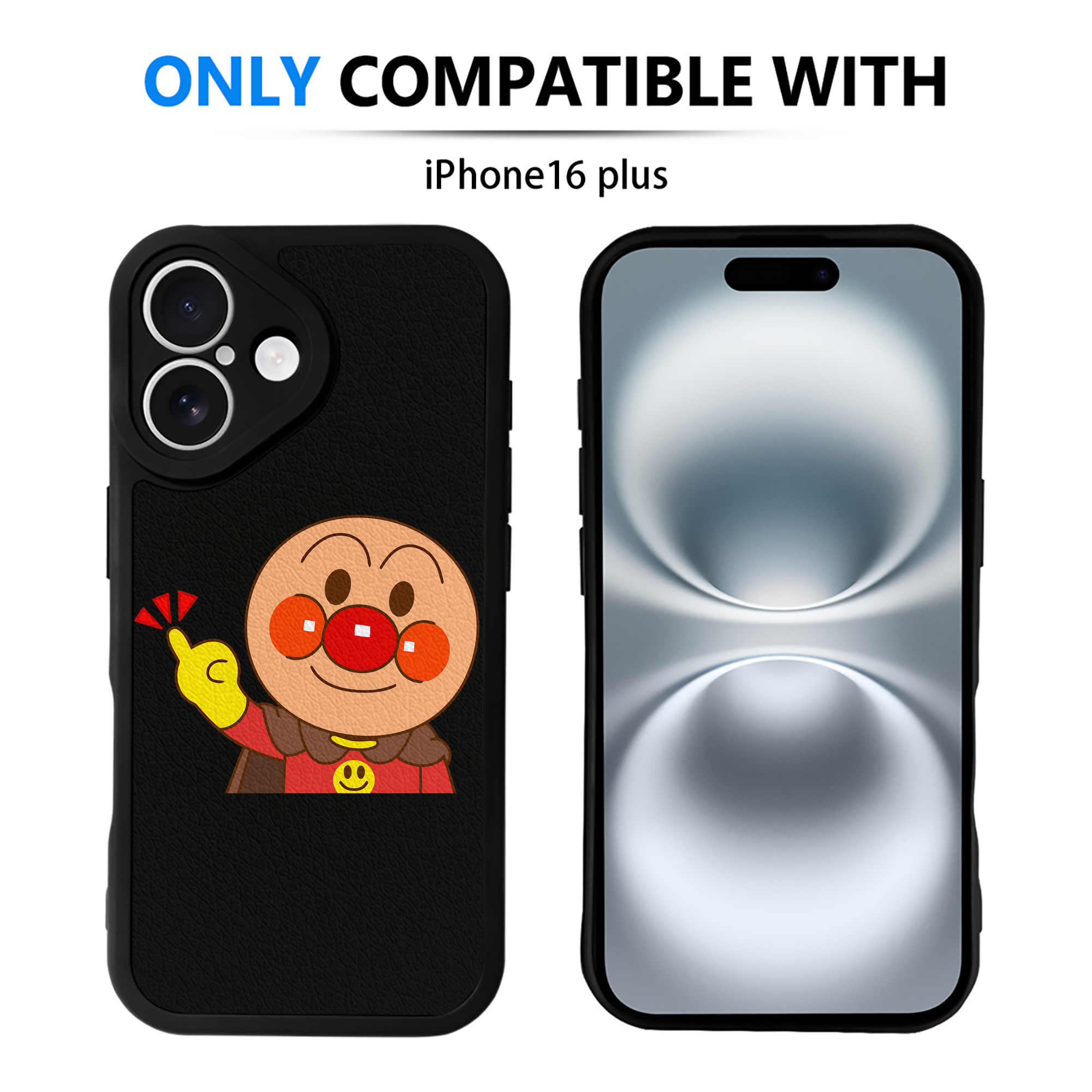（画像用） アンパンマン Anpanman 【iPhone 16シリーズ対応】シリコンスマホケース（レザー調） 材質：シリコン